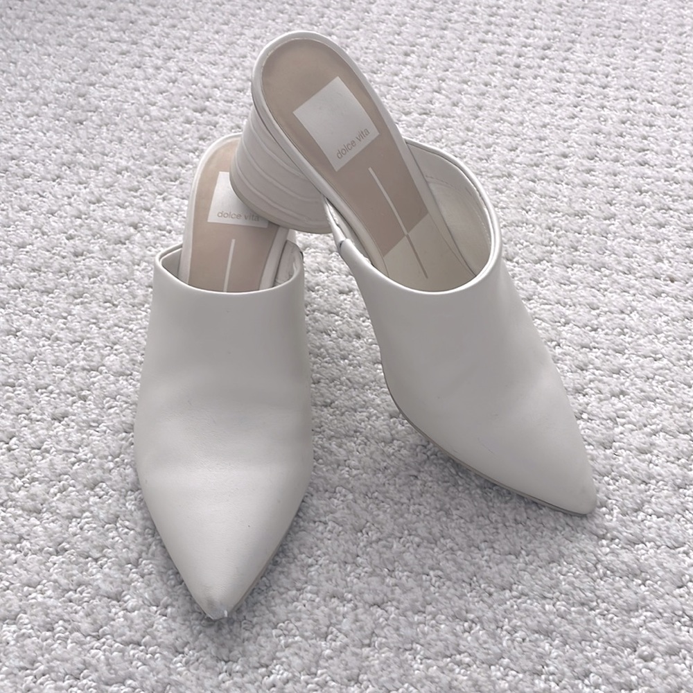 Dolce boys cream mule heels
